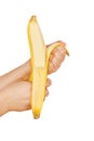 Hands peeling a fresh banana Royalty Free Stock Photo