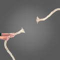 Hands of people pulling the rope on black background. Competition concept Royalty Free Stock Photo