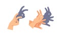 Hands Performing A Shadow Theater, Creating Rabbit Animal Shapes. Vector Image Shows Creativity And Playful Art Royalty Free Stock Photo