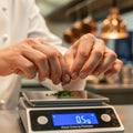 Weighing of ingredients, highlighting culinary precision and Royalty Free Stock Photo