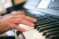 The hands of a piano playing guy Royalty Free Stock Photo