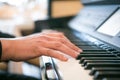 The hands of a piano playing guy Royalty Free Stock Photo