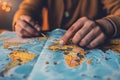 Planning a trip with a world map and push pins Royalty Free Stock Photo