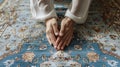 The Hands on Prayer Carpet. AI generated Royalty Free Stock Photo