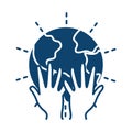 Hands planet support medical silhouette icon