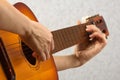 Hands playing acoustic guitar Royalty Free Stock Photo