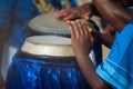 Hands playing atabaque. musical rhythm. African music