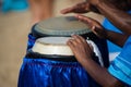 Hands playing atabaque. musical rhythm. African music