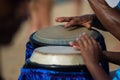 Hands playing atabaque. musical rhythm. African music