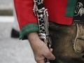 Hands playing clarinet detail
