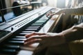 Hands Playing Keyboard in Music Studio Royalty Free Stock Photo