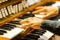 Hands playing organ keyboard Royalty Free Stock Photo