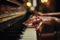 Hands playing piano close-up Ai photo Royalty Free Stock Photo