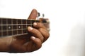 Hands playing ukulele