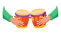 Hands playing vibrant conga drums, creating lively Latin rhythms, musical passion, vector design Generative AI Royalty Free Stock Photo