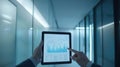 Hands Pointing at Digital Tablet Displaying Charts Royalty Free Stock Photo