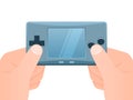 Hands with portable games console