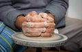 Hands of potter man Royalty Free Stock Photo