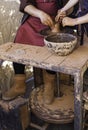 Hands of a potter forming clay