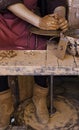 Hands of a potter forming clay