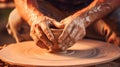 The hands of a potter at work Royalty Free Stock Photo