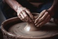 Hands pottery crafting. Generate Ai Royalty Free Stock Photo