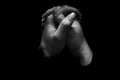 Hands in prayer, pray, black and white, monochrome Royalty Free Stock Photo