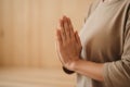 Hands in prayer position during meditation Royalty Free Stock Photo