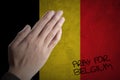 Hands praying for Belgium Royalty Free Stock Photo