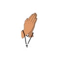 hands praying , rosary prayer illustration religion