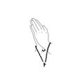 hands praying , rosary prayer illustration religion