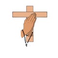 hands praying , rosary prayer illustration religion