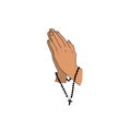 hands praying , rosary prayer illustration religion