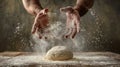 Hands Preparing Bread Dough. AI generated Royalty Free Stock Photo
