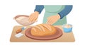 Hands preparing fresh bread dough, artisanal baking process, vector design Generative AI Royalty Free Stock Photo