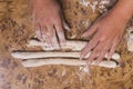 Hands preparing gnocchi. traditional italian dish Royalty Free Stock Photo