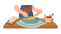 Hands Preparing Pasta Meal Cooking and Culinary Process, vector design Generative AI Royalty Free Stock Photo