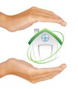 Hands preserving small house Royalty Free Stock Photo