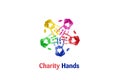 Hands print teamwork watercolor logo