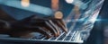 The Hands of a Programmer Working on a Laptop During a Night Session.AI generated image Royalty Free Stock Photo