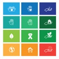 Hands protect and care icons