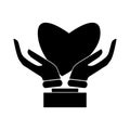 Hands protect heart icon, black simple style Royalty Free Stock Photo