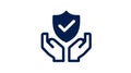 Hands Protect Shield with Check Mark Icon - Security and Safety Concept Royalty Free Stock Photo