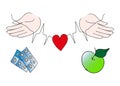 Hands protecting red heart, healthy life choice Royalty Free Stock Photo