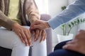 The hands of a psychiatrist hold the patient hand to encourage and encourage recovery from depression Royalty Free Stock Photo