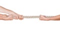 Hands pull a rope. Royalty Free Stock Photo