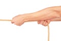Hands pull a rope. Royalty Free Stock Photo