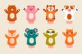 Hands puppets. Toys from socks for kids funny children games vector characters isolated Royalty Free Stock Photo