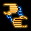 Hands Puzzle neon glow icon illustration