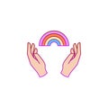 Hands, rainbow, pride icon. Element of color world pride day icon. Premium quality graphic design icon. Signs and symbols Royalty Free Stock Photo